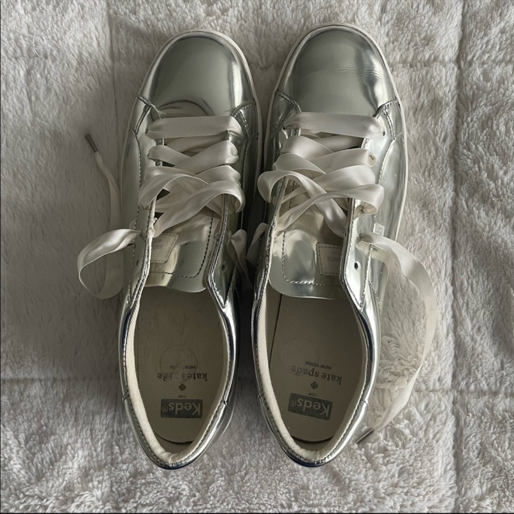 Keds for Kate Spade New York Ace Specchino silver sneakers, 11